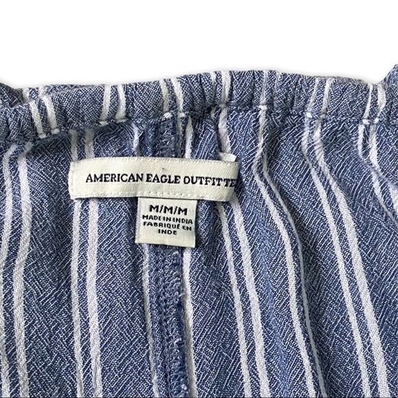 American Eagle Off the Shoulder Blue and White Striped Dress - Picture 5 of 8